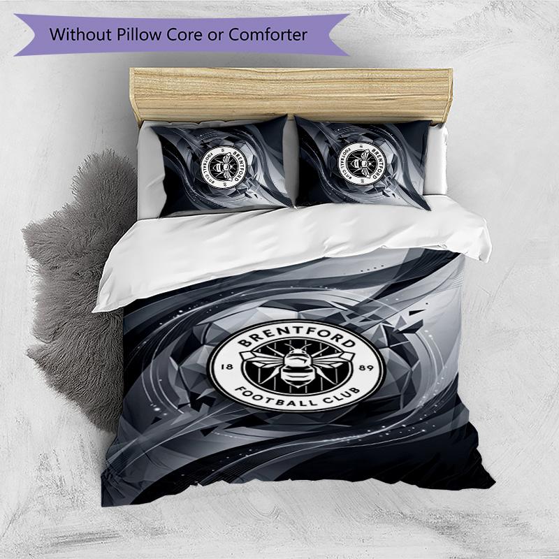 Brentford Football Printed 3 Pieces Bedding Set, Comfortable Skin Friendly Bedroom Duvet Cover Set