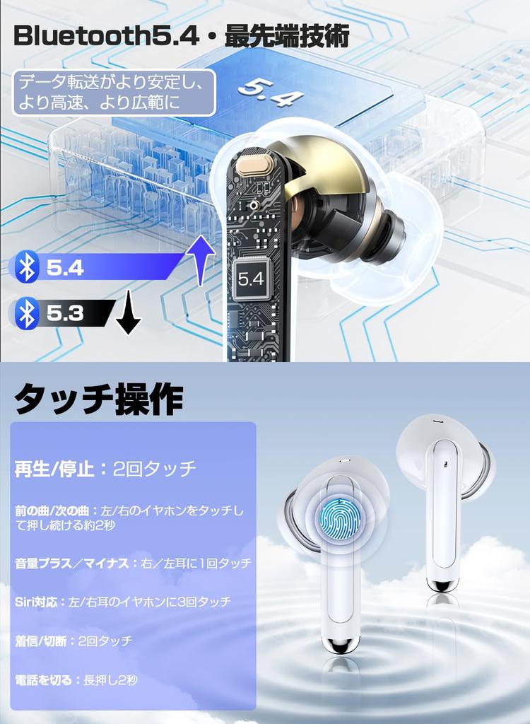 Bluetooth with Enhanced Sound Wireless Earphones Bluetooth Earphones Bluetooth Earphones Canal Type ENC Call Noise Canceling LED Display With