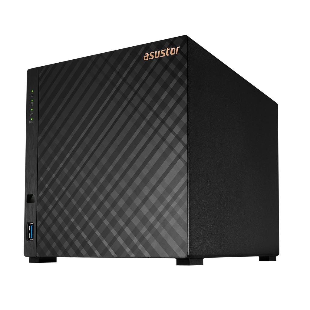 ASUSTOR Дочерний комплект NAS от ASUS, 4 отсека, AS1104T, 4 четырехъядерных процессора, оснащенный высокоскоростным портом, память DDR4 1 ГБ, гарантия производителя 3 года