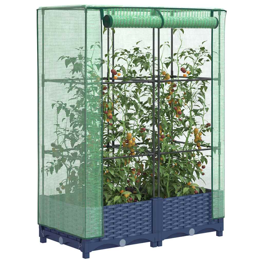vidaXL Hochbeet mit Gewächshaus-Aufsatz Rattan-Optik 80x40x123 cm