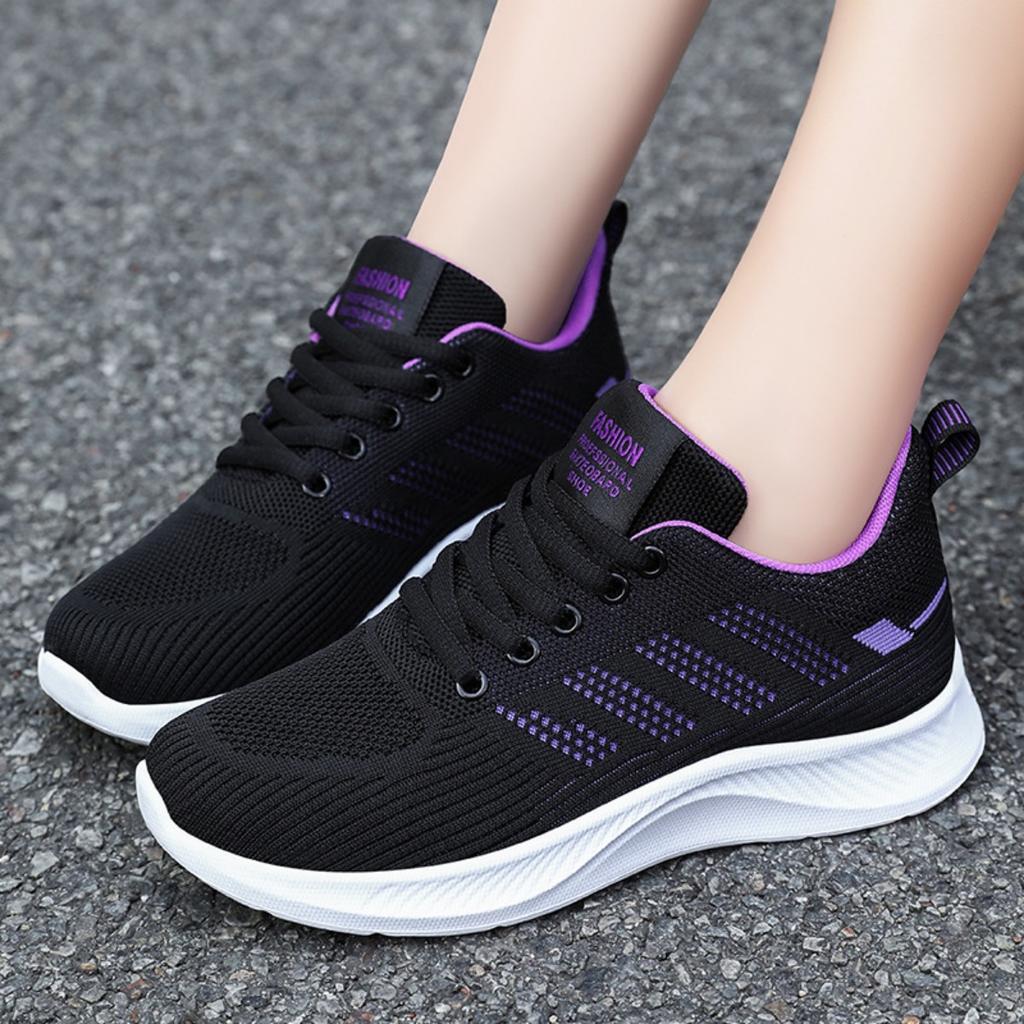 Shoes Women's Spring Casual Soft-soled Trainers, Breathable Single Shoes, Flyknit Mesh Shoes, Running Shoes