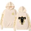 Anime Black Bulls Squad Emblem Hoodies Comfortable Long Sleeves Sweatshirts Men Women Casual Oversized Streetwear Tops