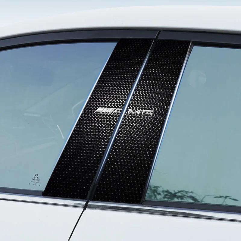 AABIF1 2PCS Car Center Column Stickers B-pillar Decals Accessories Stickers For Mercedes Benz AMG W204 W213 W205 W211 W212 W176