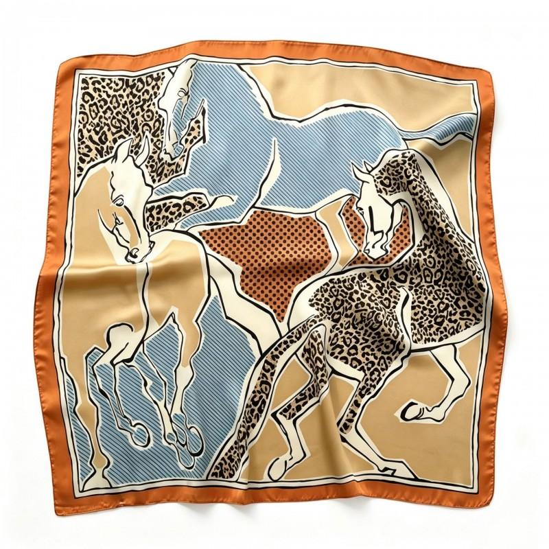 70x70cm Nylon Square Scarf Women Vintage Print Lightweight Accessory Office Casual Hair Styling
