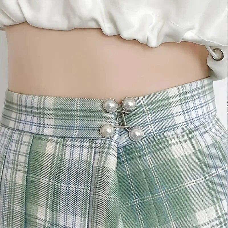Кнопка на талии, без заклепок, съемная кнопка для регулировки талии, регулируемая кнопка для джинсов, затяжка для ремня с искусственным жемчугом
