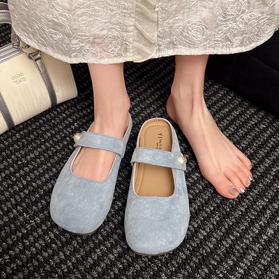 Туфли женские весна и лето новые на толстой подошве с закрытым носком полушлепанцы беременные женщины нескользящие для улицы один педаль ленивые уродливые милые тренд