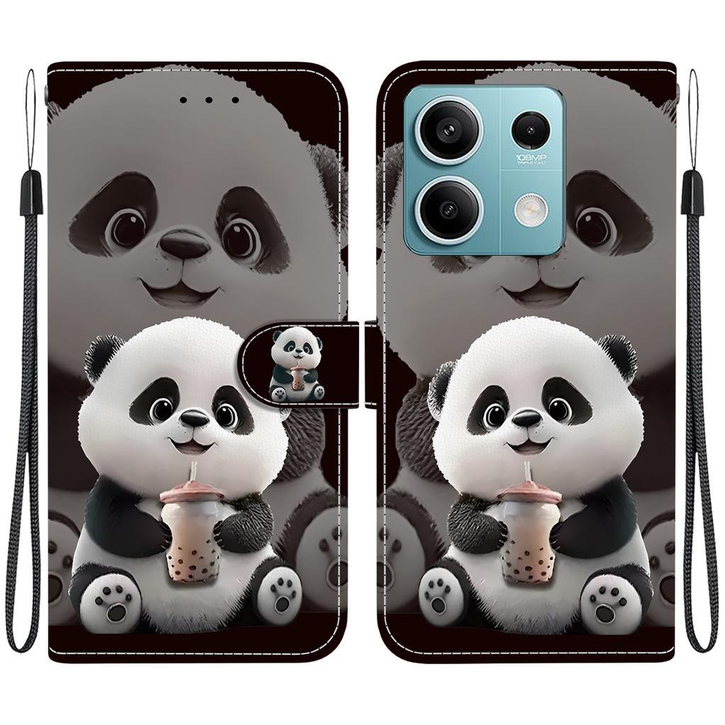 Чехол-книжка из искусственной кожи ручной работы для Xiaomi Redmi Note 13 (5G) Противоскользящий ударопрочный чехол с ремешком на запястье и дизайнами в виде сердец/роз и кошек