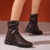 2024 New Round Toe Versatile Women's Boots Spring and Autumn Flat Heels Comfortable Professional Outerwear Naked Boots for Women