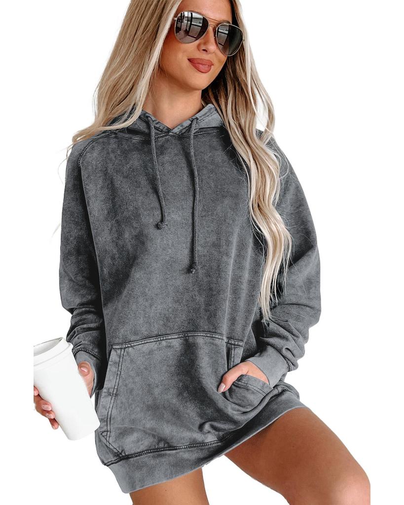 Azura Exchange Толстовка с капюшоном и карманом-кенгуру из минеральной стирки