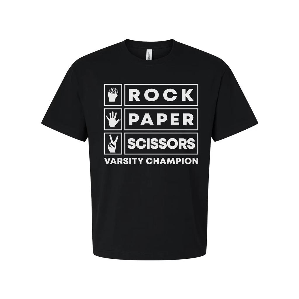 Rock Paper Scissors Varsity Champion Graphic T Shirt Unisex Adult Tee Soft Comfo