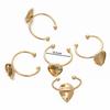5 шт. Золотой Цвет Нержавеющая Сталь Открытое Кольцо Кабошон Камея Пустая Основа с Подносом Заготовки для Кольца DIY Изготовление Бижутерии Фурнитура