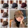 Cotton Grid Beret Cap Thin Women Octagonal Hat Painter Hat Plaid Cloud Cap  Party