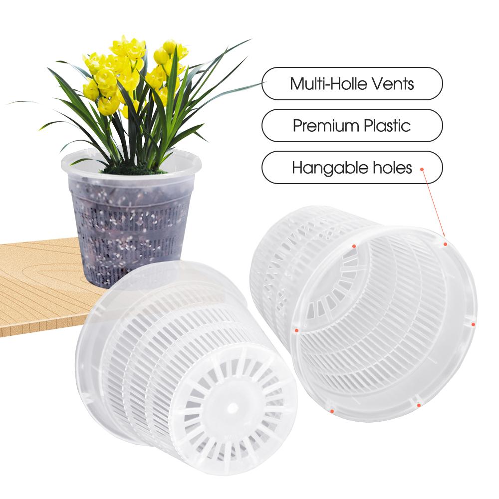 5-20 шт прозрачных пластиковых горшков для орхидей с отверстиями, дышащие, прорезные, для украшения дома, садовые цветочные корзины для помещений и улицы