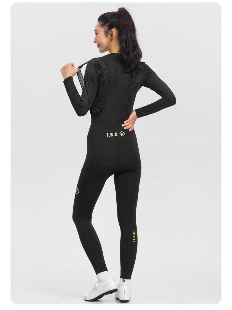 Женские флисовые велосипедные штаны-полукомбинезон INBIKE с высокой талией, карманами и ремнем для осенне-зимнего шоссейного велоспорта