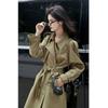 Plus Size Spring Autumn Long Elegant Chic Trench Coat for Women Drawstring Waist Double Breasted Jacket