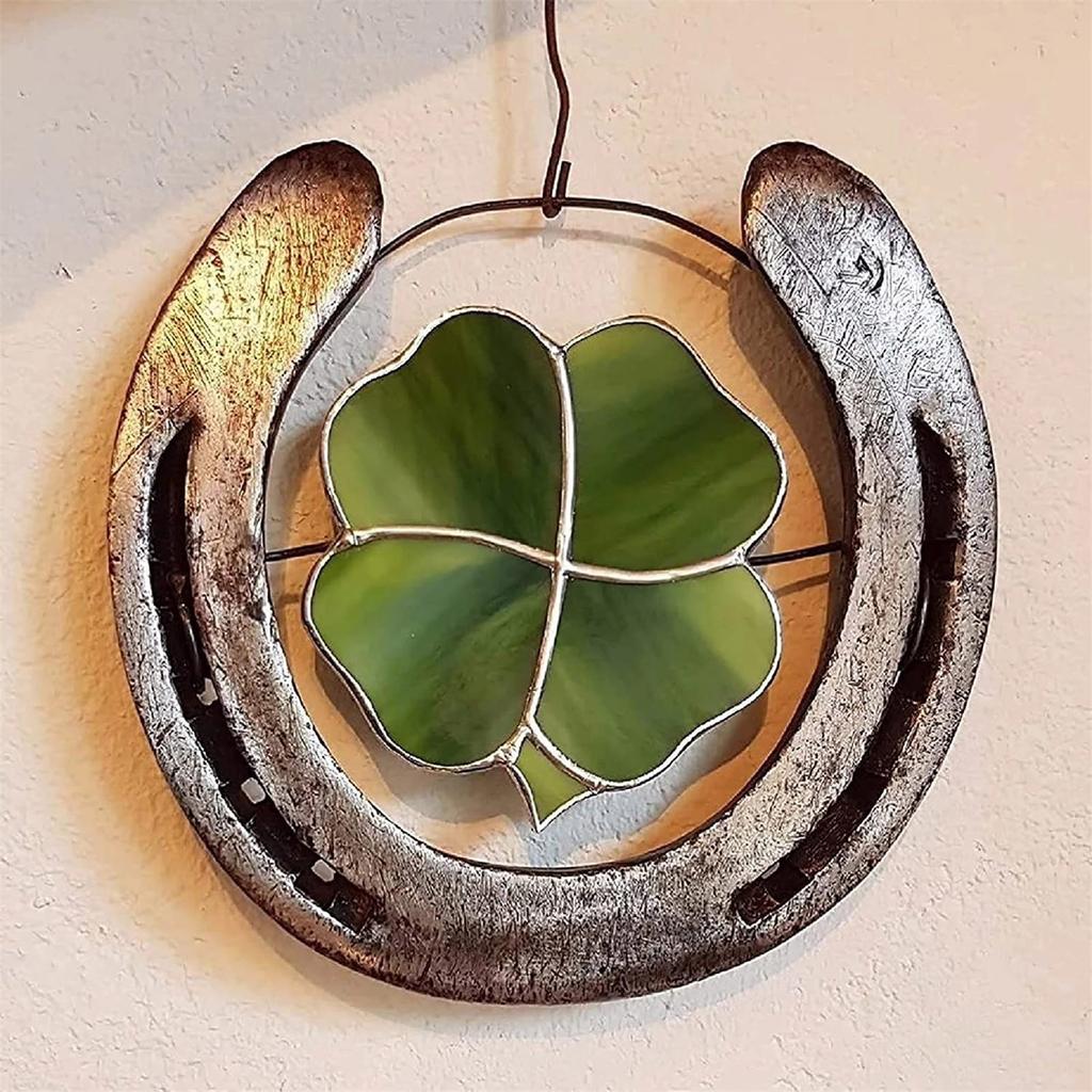 Four Leaf Luck Horseshoe Handmade Horseshoe Decor Luck Door Wall Decoration Horseshoe Art Ornaments