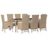 VidaXL Garden Dining Set and Cushions 9 Pcs Beige Poly Rattan, Dining Set 3157571