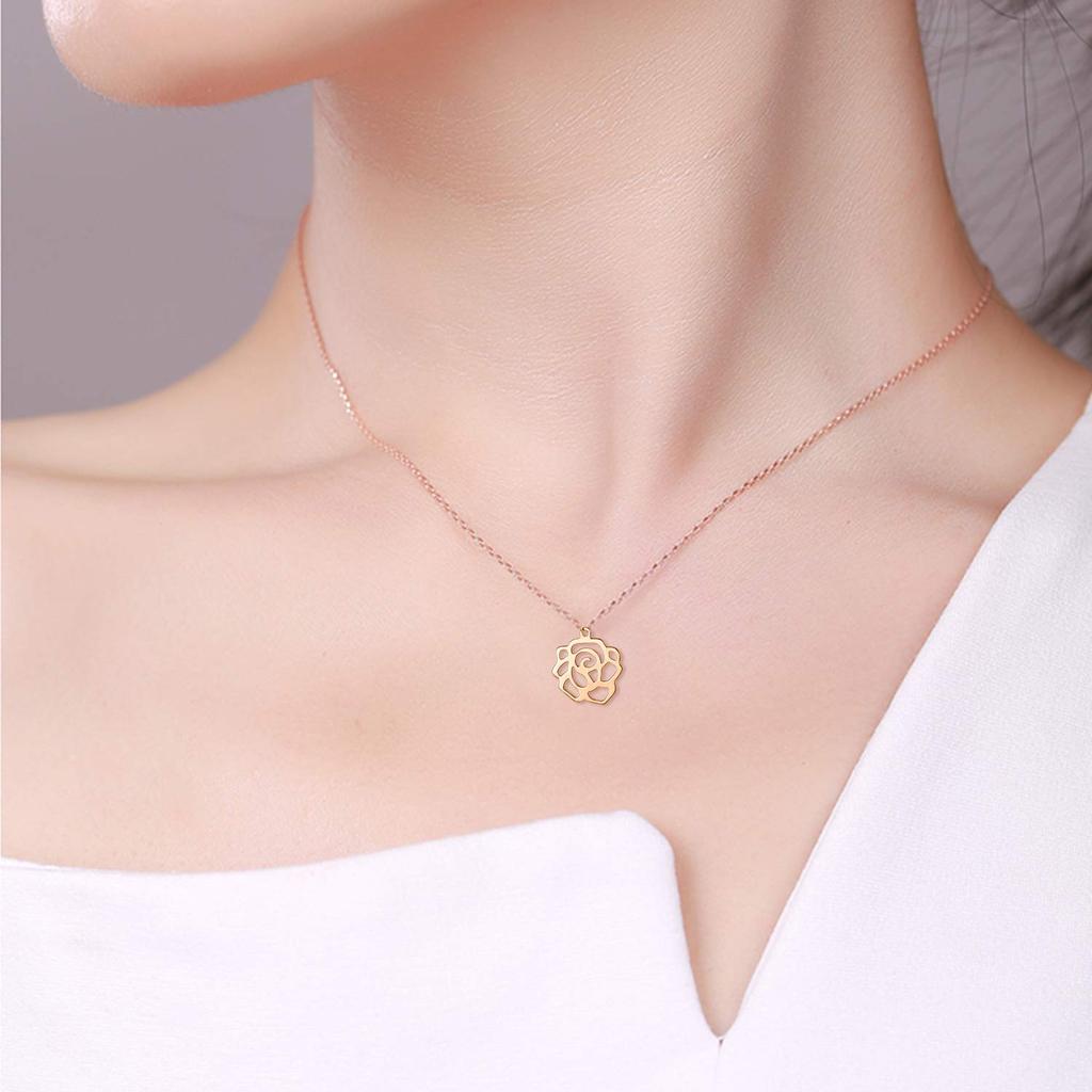 AOBOCO Подвеска-ожерелье в виде цветка розы из 18-каратного розового Простые и популярные роскошные украшения для Идеально подходит в качестве подарка на день рождения или свадьбу Золото. женщины. подарок.