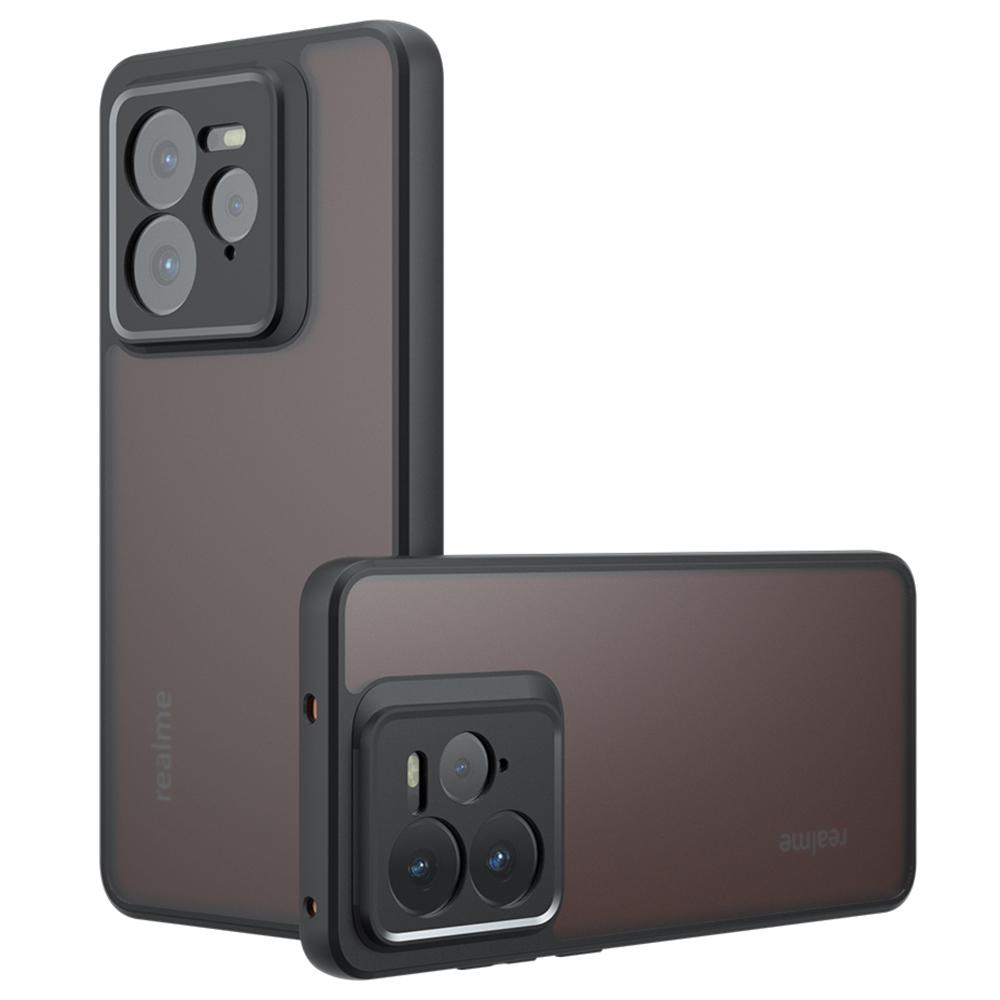 Для Realme GT 7 Pro 5G Чехол-Скин-Тач ТПУ + ПК Матовый Задняя крышка телефона, Прозрачный черный