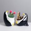Милый горшок для цветов в виде пингвина, горшок для суккулентов, керамический плантатор, украшение для стола, украшение для дома и сада