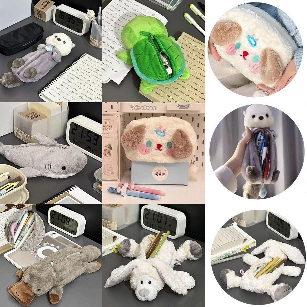Large Capacity Pencil Case Cartoon Animal Stationery Organizer Cartoon Pen Box School Office