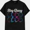 Stay Glassy Очки Графическая футболка Мужская Повседневная Хлопковая Футболка с коротким рукавом Ежедневная носка