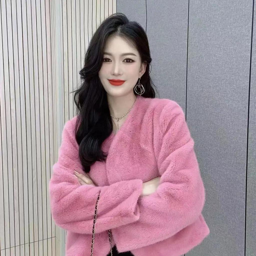 Осень-зима Пальто из искусственного меха Женское флисовое пальто из норки Короткое пальто