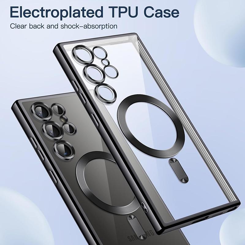 Роскошный прозрачный магнитный чехол для беспроводной зарядки Magsafe для Samsung Galaxy S25 S21 S22 S23 S24 Ultra Plus силиконовый чехол