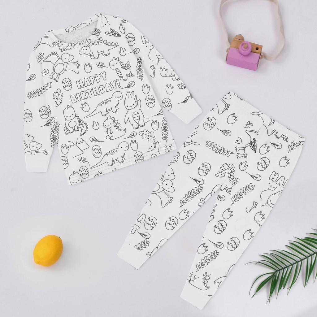 Детский комплект домашней одежды Sketch Coloring Fun Раскрашенная вручную домашняя одежда Пижамный комплект