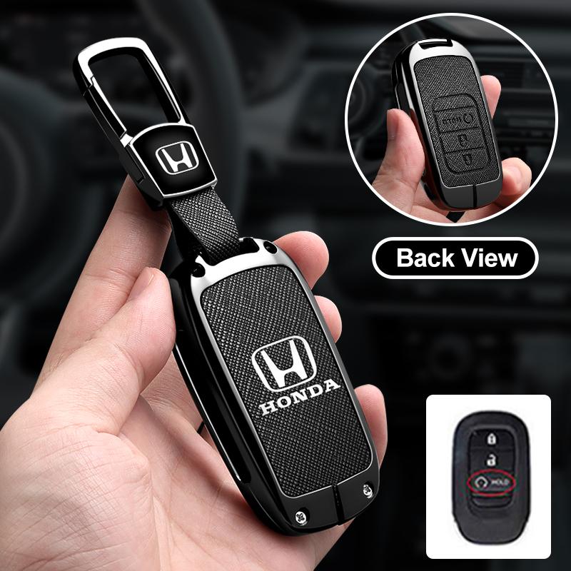 JRBX4 Leather Car Remote Key Case Cover Protector Key 2/3/4 Buttons Shell Fob Keychain For Honda Civic Accord HR-V CR-V CRV 2022 2023
