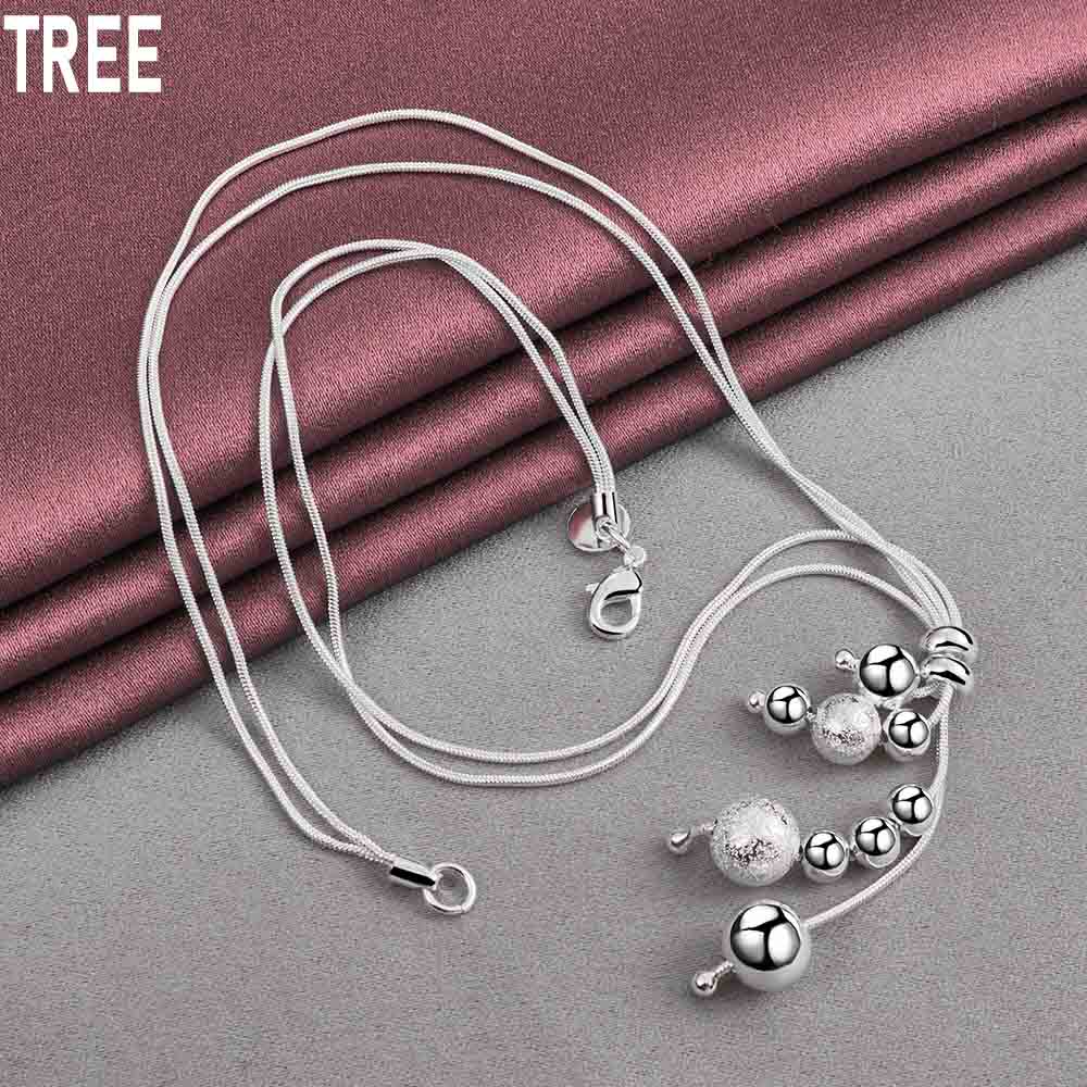 Ожерелье из двойного змеиного ожерелья из стерлингового серебра 925 пробы с матовыми гладкими бусинами, модные свадебные украшения