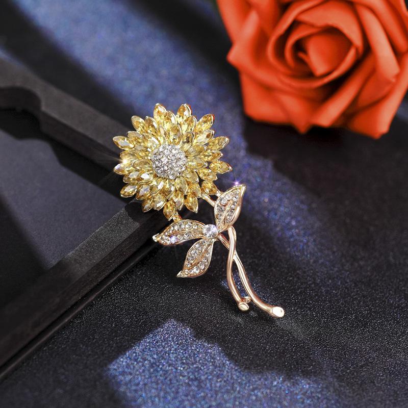Tide Sun Flower Brooch High-End Sunflower Brooch Versatile Suit Sweater Pin Plant Flower Accessories