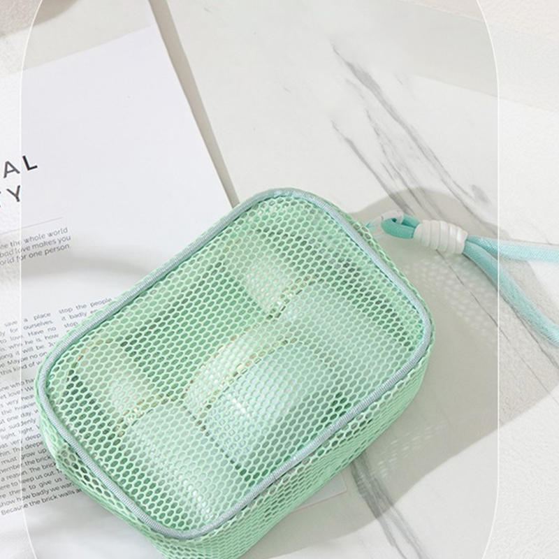 Square Mesh Cosmetic Bag, Portable Square Cosmetic Storage Bag with Zipper, Multi-purpose Sundries Storage Bag