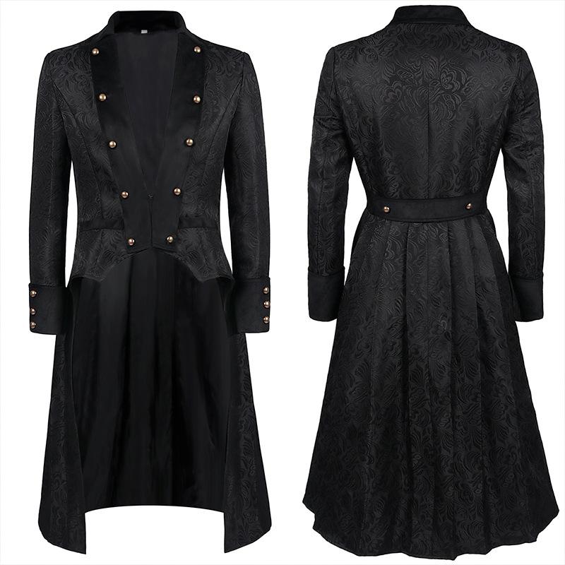 Men Button Fashion Steampunk Vintage Jacket Gothic Frock Coat Tailcoat