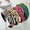 Женская повязка для волос с широким краем, разноцветная повязка на голову с шампунем и кристаллами, милый блестящий обруч для волос с цветком, головной убор