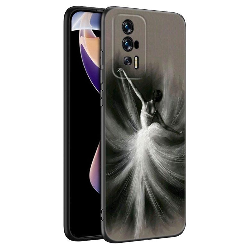 Черный силиконовый чехол для телефона с балериной для Xiaomi Redmi 7A 8A 9A 10A 11A 9C 10C 12C 13C 11 Prime A1 A2 Plus 12 4G Note 9T 12R