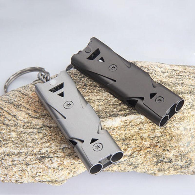 Outdoor Stainless Whistle Double Tube Lifesaving Emergency Survival SOS