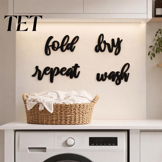Rustic Wooden Wall Letters Stickers, Self-Adhesive Art Decor, Retro 3D Decorative Cursive Signs English Words Stickers for Home Living Room