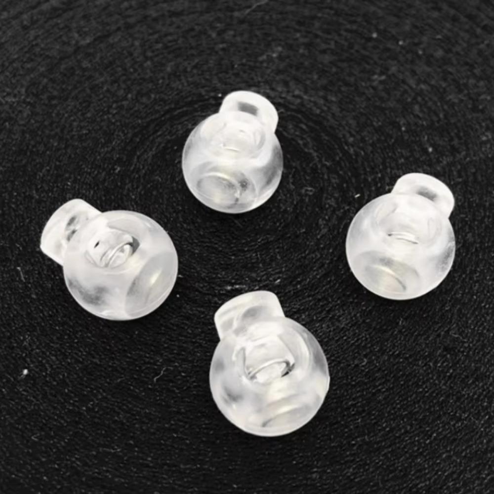 10 шт. Фиксатор шнура Круглый шарик Стопор Пластиковый тумблер Широко для сумки Рюкзака/Одежды Прозрачный белый