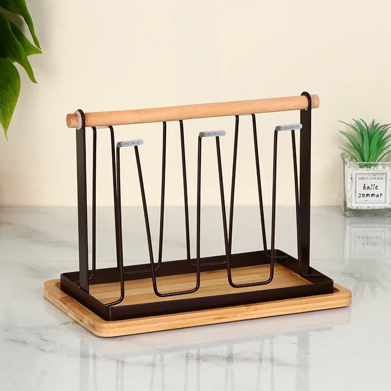 Подстаканник Железный Сливной Стойка Портативный Органайзер Для Стаканов Кухонная Полка Для Чашек С Подносом Сушка Стойка Кухонное Хранение
