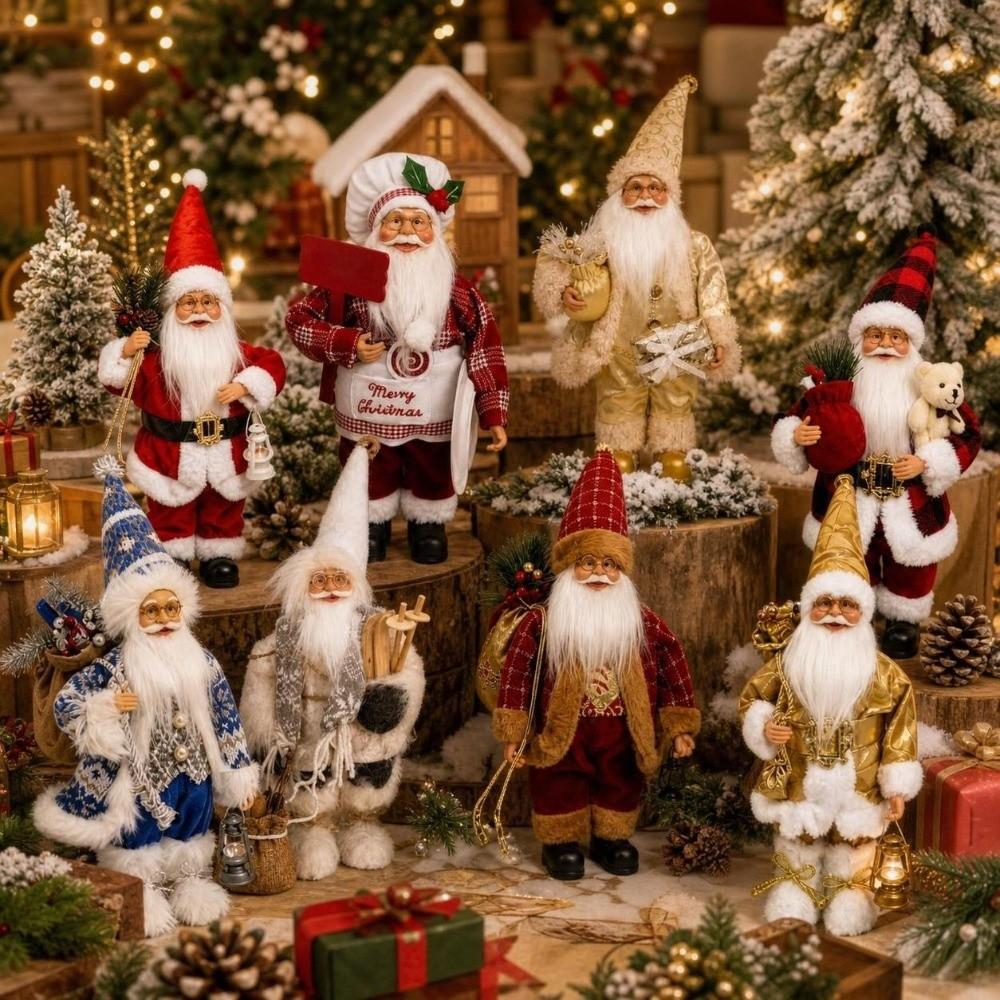 Creative Standing Santa Doll 12 Inch Christmas Ornament Durable Large Santa Figurine Party Decor