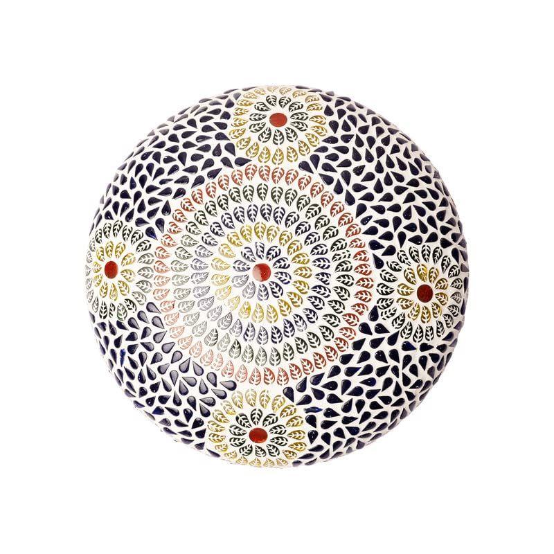 Handcrafted Mosaic Multicoloured Flower Design Glass Ceiling Light