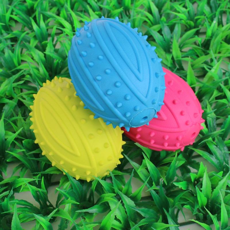Pet TPR Rubber Toys, Sound Rugby, Dog Toys with Whistle Grinding Teeth, Teddy Golden Retriever Toys