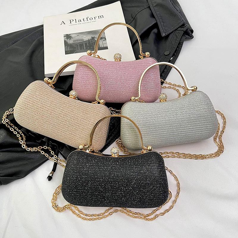 Fashion Chain Handbag, Banquet Bag, Shoulder Crossbody Small Square Bag, Unique Hand Carry Gold Bag