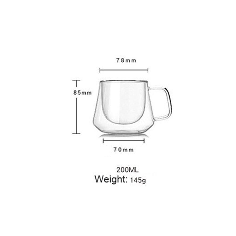2 шт., стеклянная чашка с двойными стенками, чашки для пива, кофе, в форме сердца, термостойкая, противоожоговая ручка, кружка для напитков, чайные кружки, прозрачная посуда для напитков