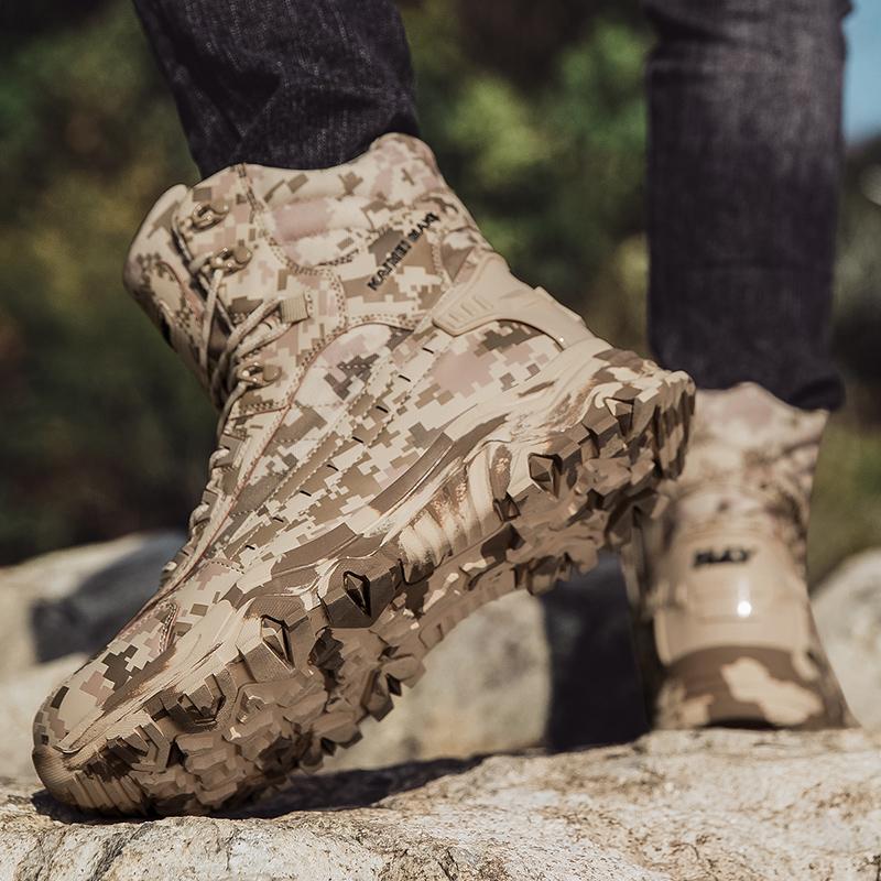 Мужские ботинки с высоким голенищем Мужские уличные противоскользящие ботильоны Удобная обувь Мужские износостойкие ботинки на толстой подошве Повседневная обувь для хайкинга Мужская