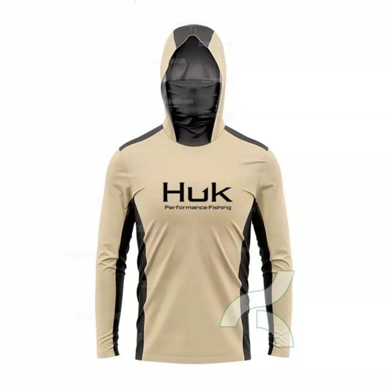 HUK Mens Quick Dry Fishing Hoodie With Face Cover UPF Lightweight Wear
