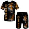 Cool The Tiger 3D Print T-Shirt/Shorts/Suit Summer Casual O Neck Short Sleeved Tees Men/Women Sportswear Two Piece Set Tracksuit
