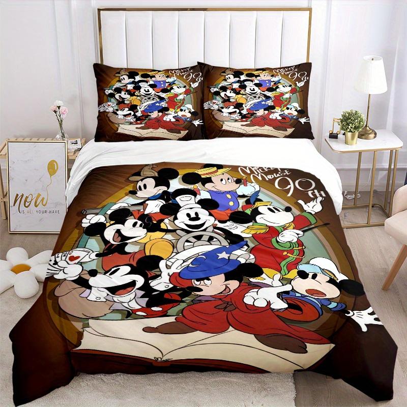 3pcs Mickey Mouse 90th Anniversary Printed Bedding Set, Soft and Comfortable Quilt Cover for Bedroom, Guest Room (1 Duvet Cover + 2 Pillowcases,