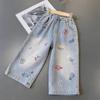 Girls' Denim Wide Leg Pants Children's Jeans Thin Straight Leg Pants High Waisted Pants